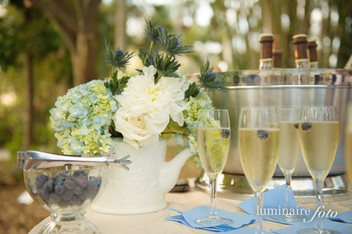 champagne toast blueberries vintage garden wedding theme