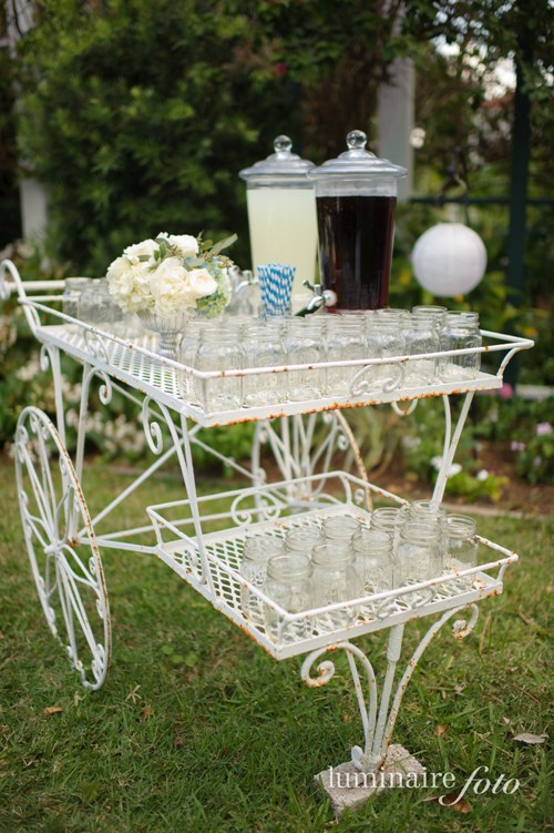 lemonade iced tea garden wedding mason jars striped straws