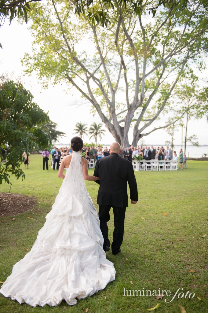 long train wedding dress outdoor wedding big tree florida