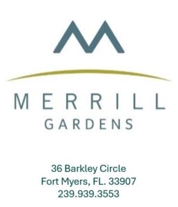Merrill Gardens logo with address